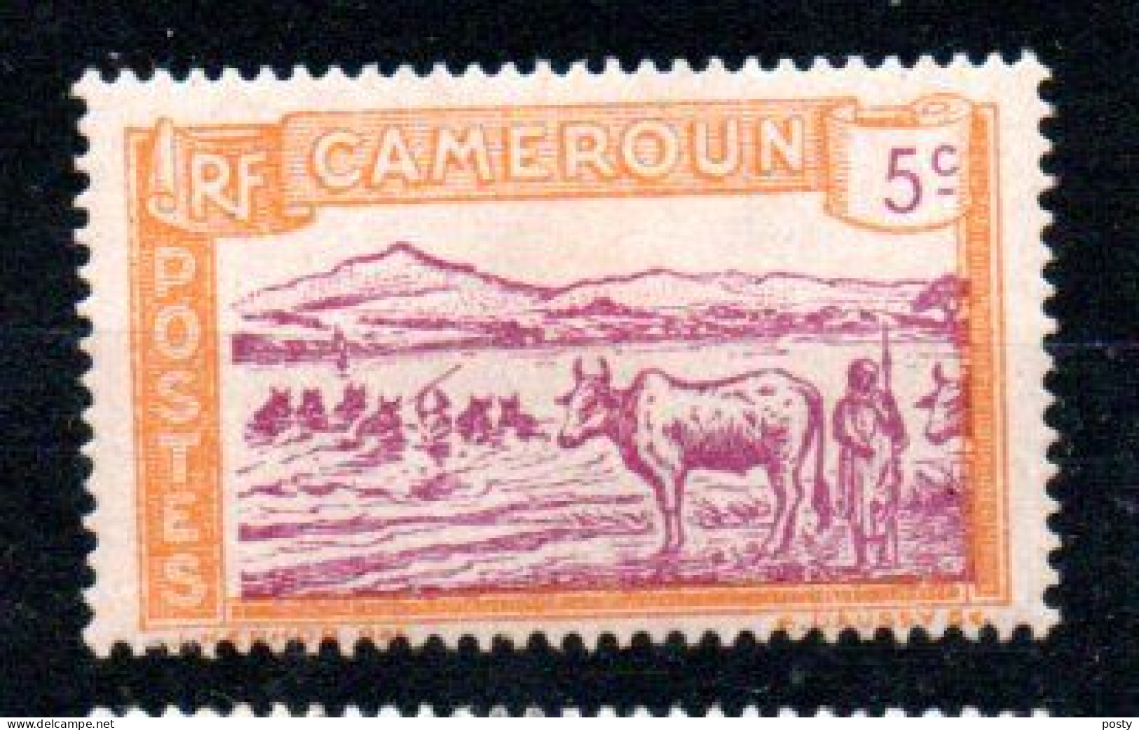 CAMEROUN - 1925 - TROUPEAU PASSANT UN GUE - CATTLE HERD CROSSING A RIVER - 5ç - - Ungebraucht