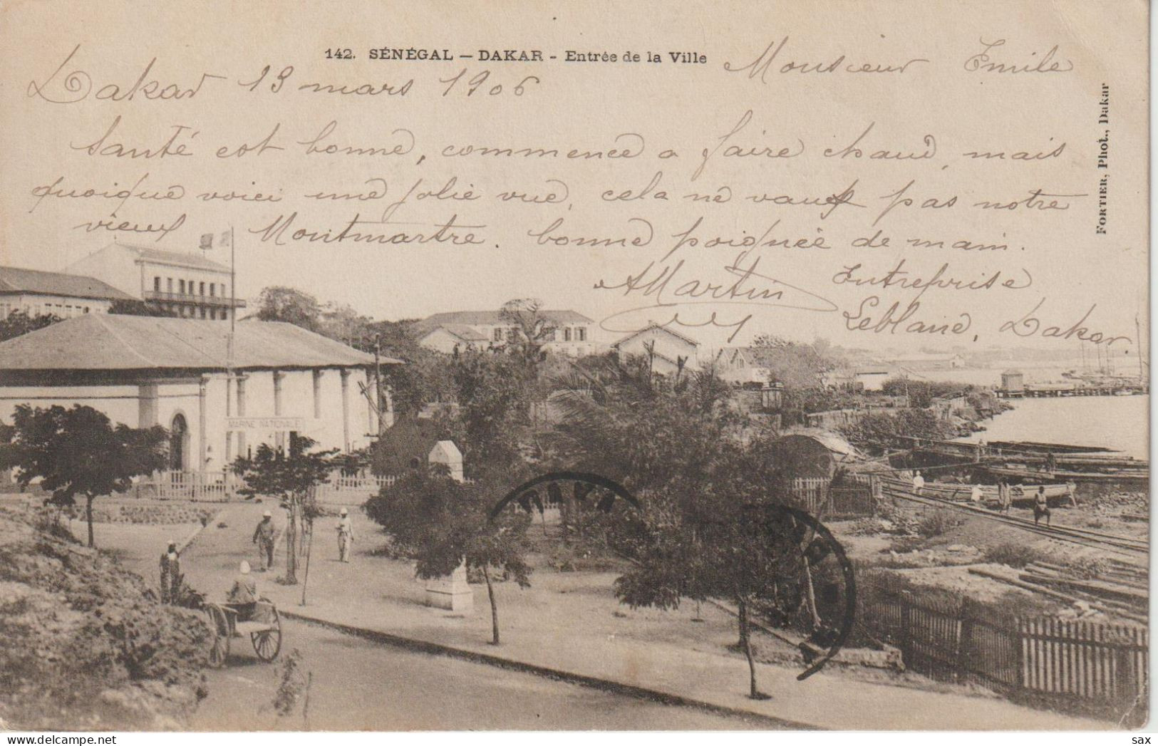 2416-142 Av 1905 N°142 Sénégal Dakar Entrée De La Ville Fortier Photo Dakar PIONNIERES  Retrait 04-05 - Senegal