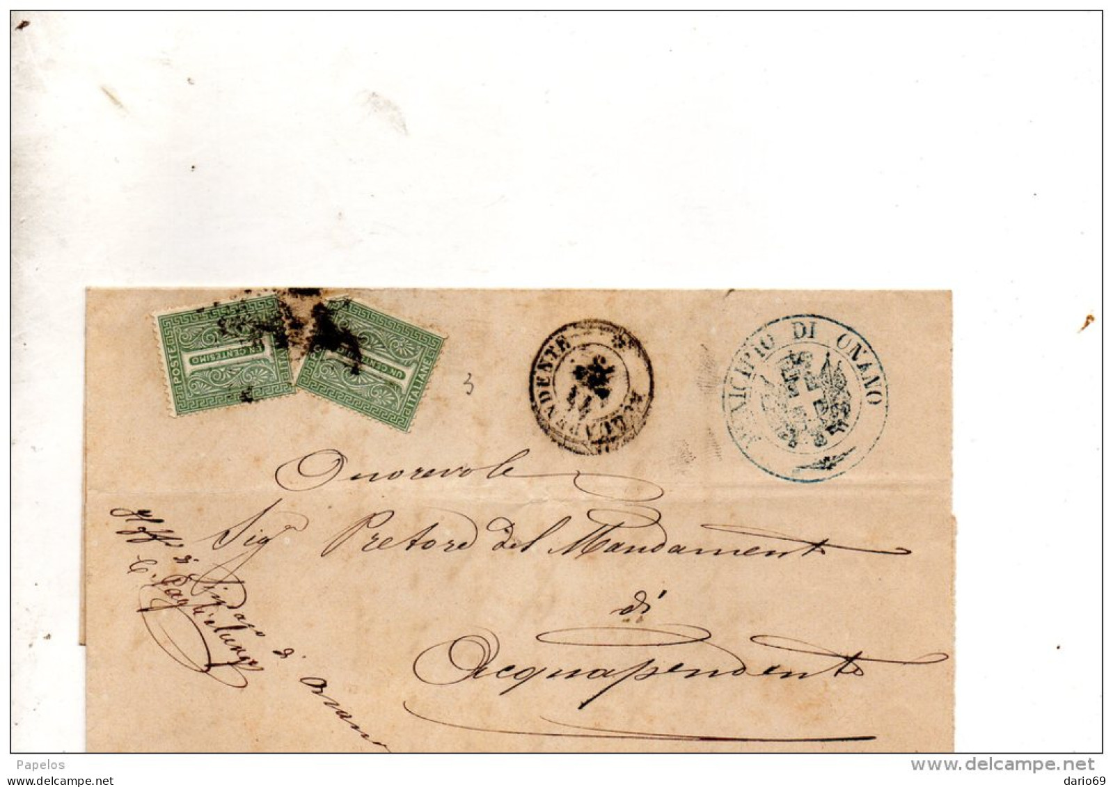 1875 LETTERA  CON ANNULLO ACQUAPENDENTE VITERBO - Poststempel