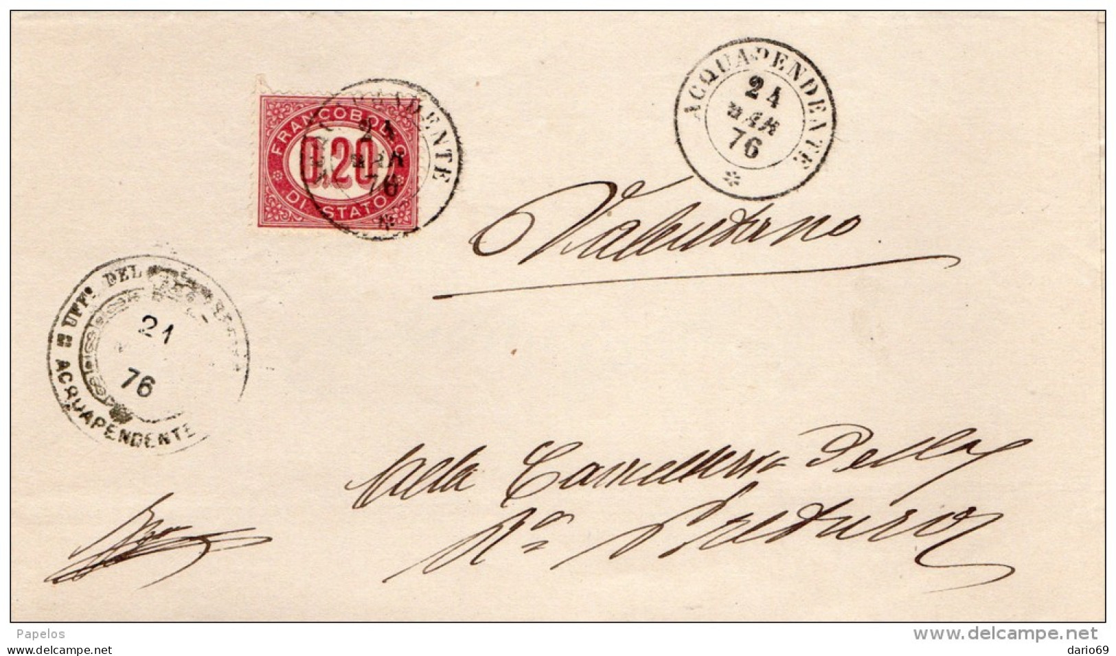 1876 LETTERA  CON ANNULLO ACQUAPENDENTE VITERBO - Poststempel