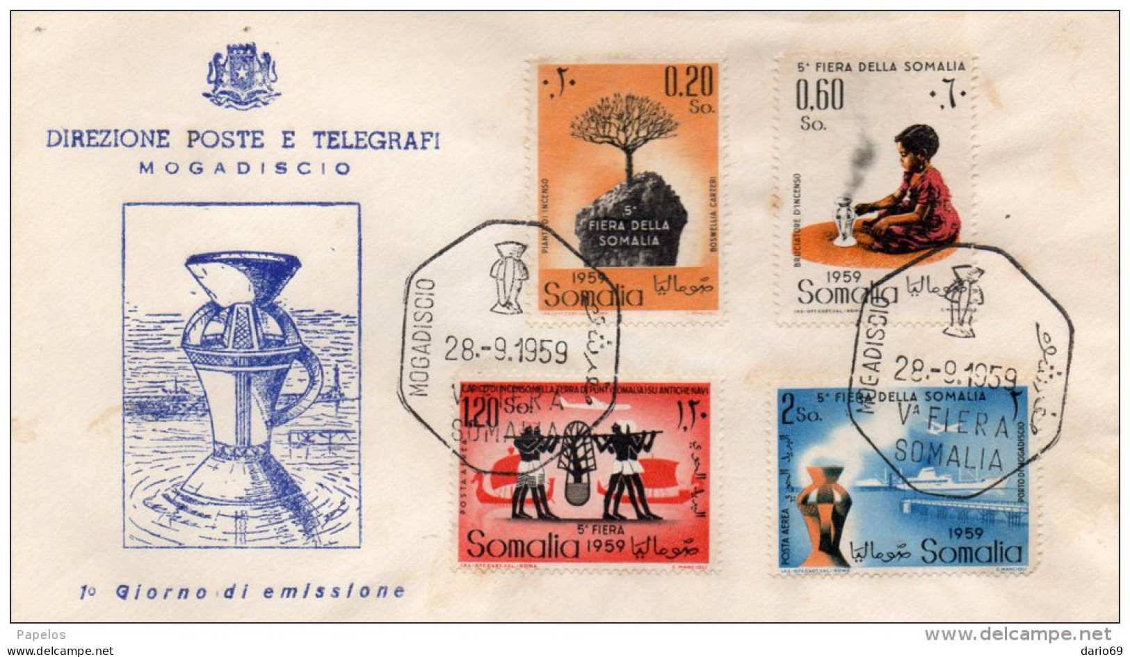 1959  LETTERA MOGADISCIO  - FIERA - Somalie (1960-...)