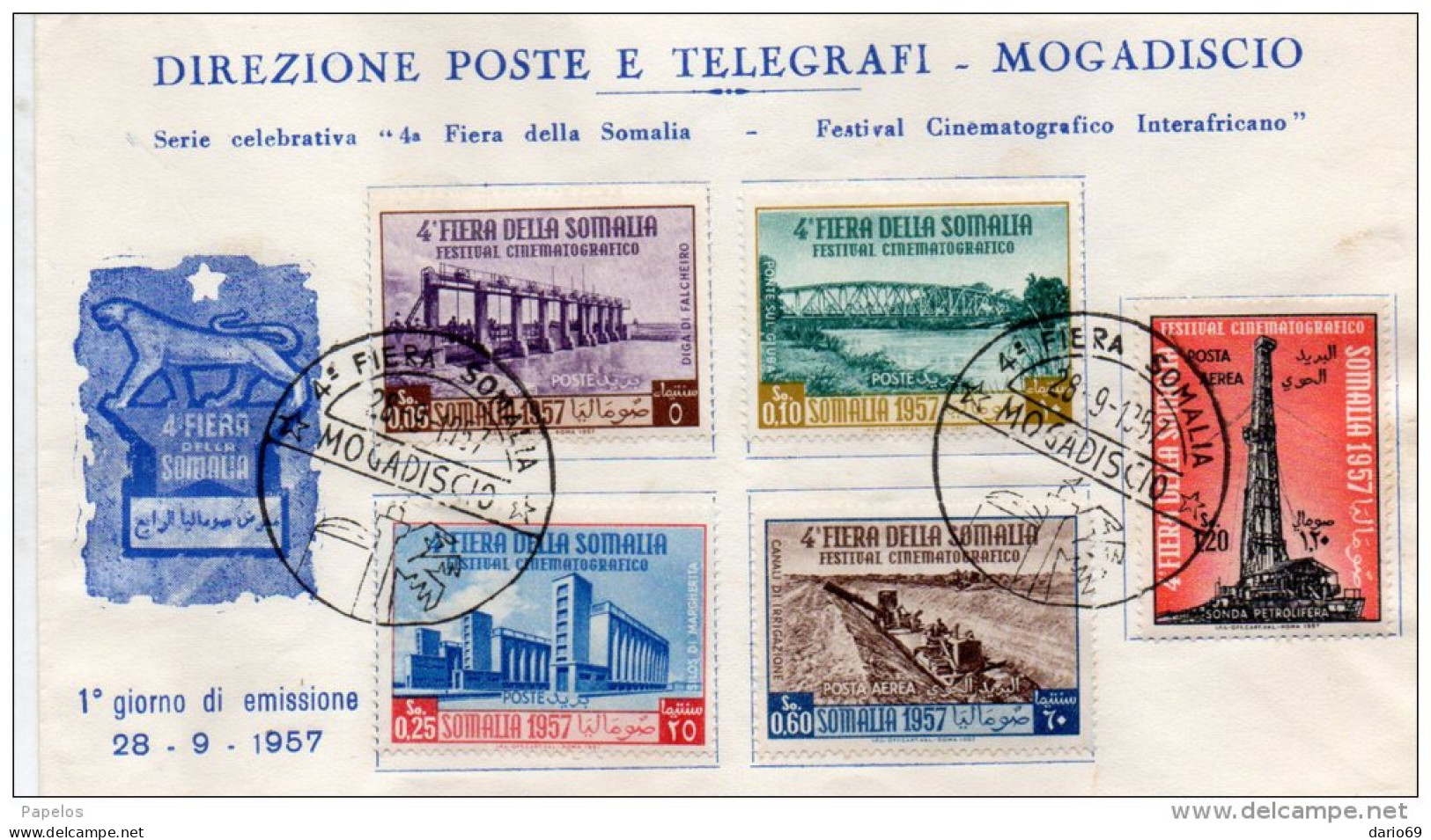 1957  LETTERA MOGADISCIO FESTIVAL CINEMATOGRAFICO - Somalie (1960-...)