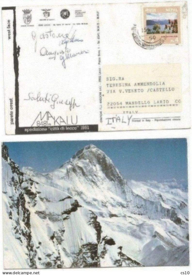 Mountaineering Himalaya Nepal Makalu West Face Città Lecco Italy Exp.1991 Official Pcard 15oct91 With 5 Handsigns - Alpinismus, Bergsteigen