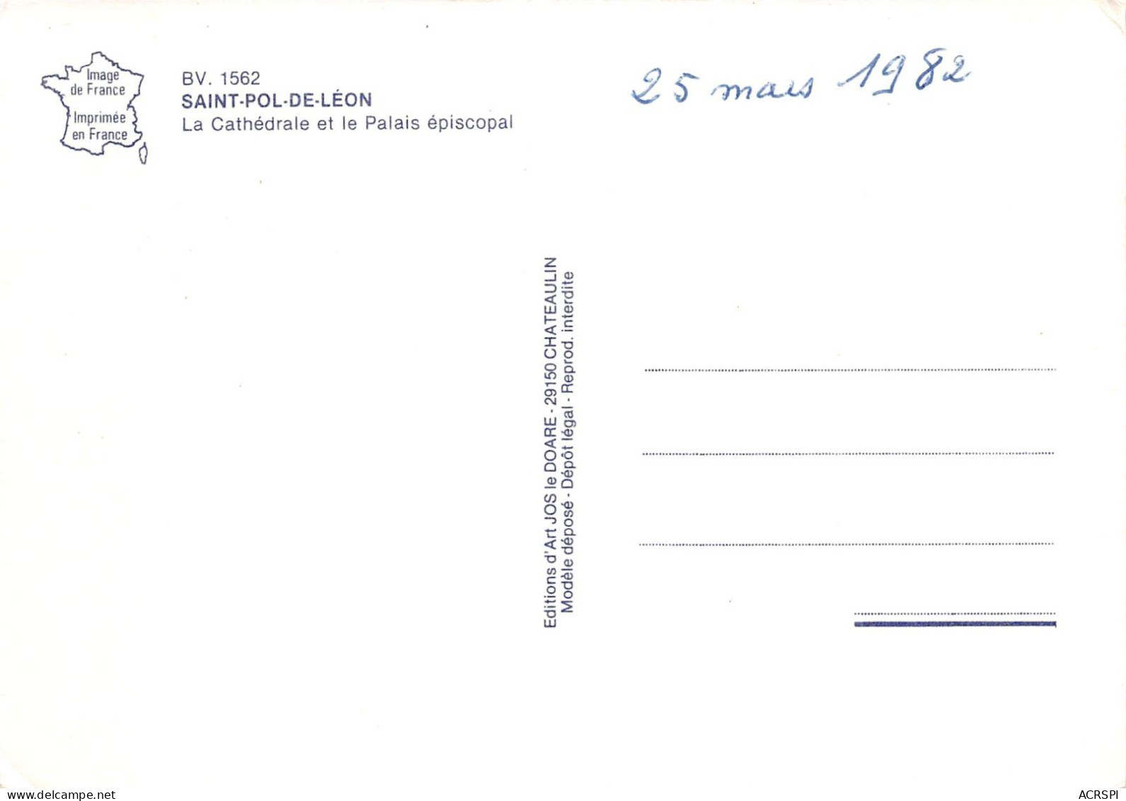 SAINT POL DE LEON La Cathedrale Et Le Palais Episcopal 23(scan Recto-verso) MA808 - Saint-Pol-de-Léon