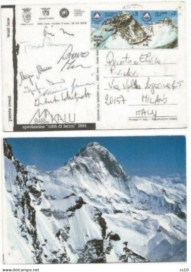 Mountaineering Himalaya Nepal Makalu West Face Città Lecco Italy Exp.1991 Official Pcard 15oct91 With 7 Handsigns - Alpinismus, Bergsteigen