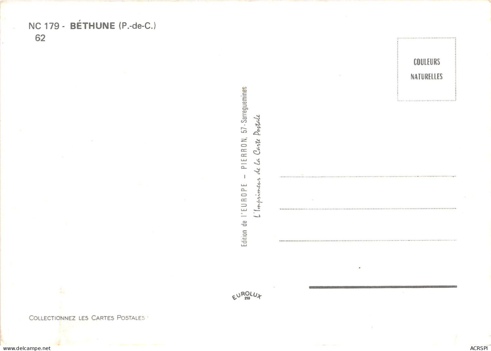 BETHUNE Allo A L Eau Ici Bethune Temps Formidable 31(scan Recto-verso) MA801 - Bethune