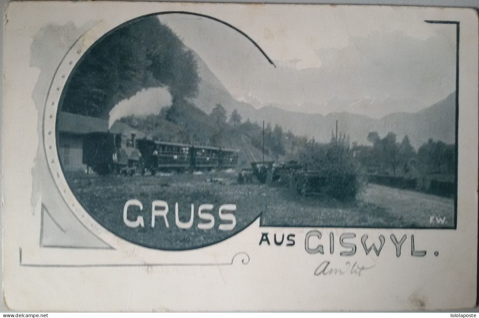 SUISSE - CPA  Ayant Circulée En 1906 - Gruss Aus GISWYL - GARE - TRAIN - Cachet Ambulant - 2 Photos - Andere & Zonder Classificatie