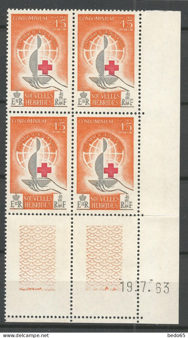 NOUVELLES-HEBRIDES N° 199 Coin Daté 19.7.63 NEUF** LUXE SANS CHARNIERE / Hingeless / MNH - Unused Stamps