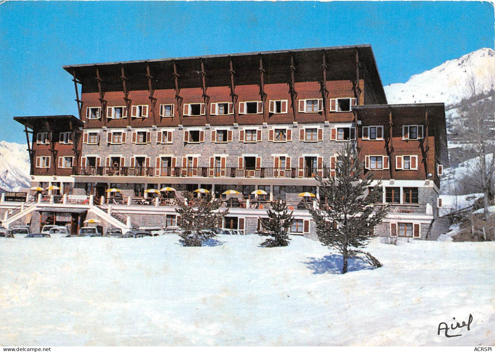 GRAND HOTEL DE SERRE CHEVALIER Son Emplacement Unique Face Au Telepherique Ete Hiver 25(scan Recto-verso) MA838 - Serre Chevalier