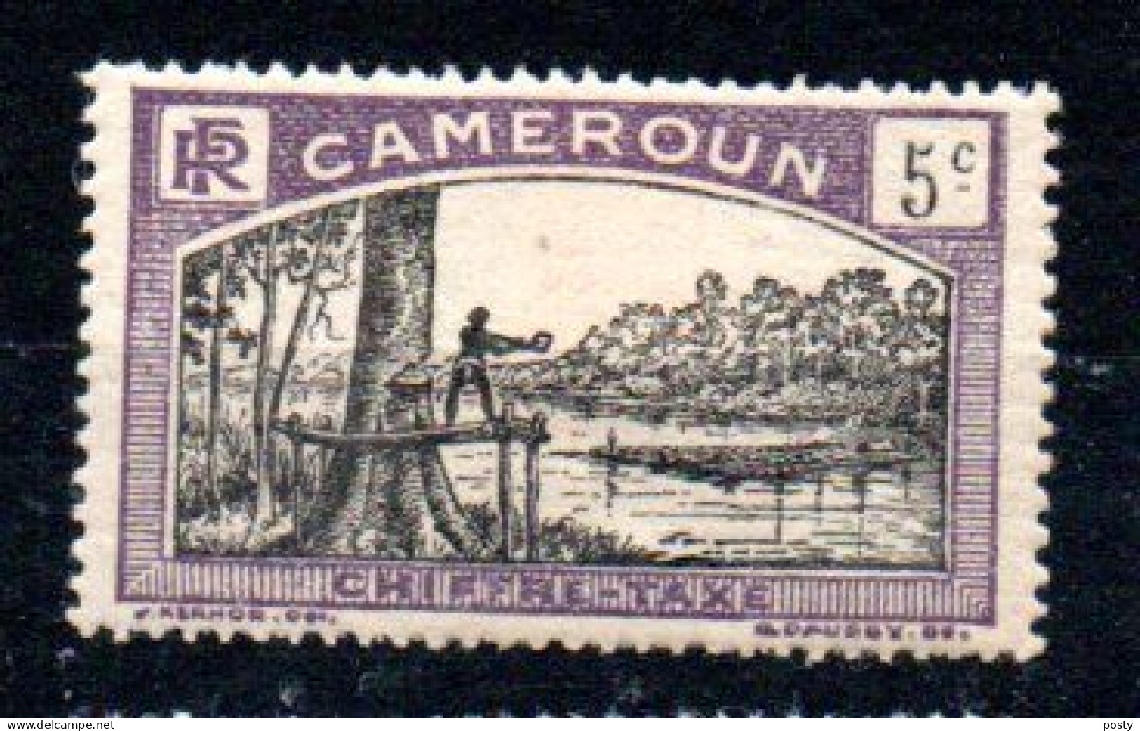 CAMEROUN - 1925 - TIMBRE TAXE - REVENUE STAMP - ABATTAGE D'UN ACAJOU - CHOPPING A TREE - 5ç - - Neufs