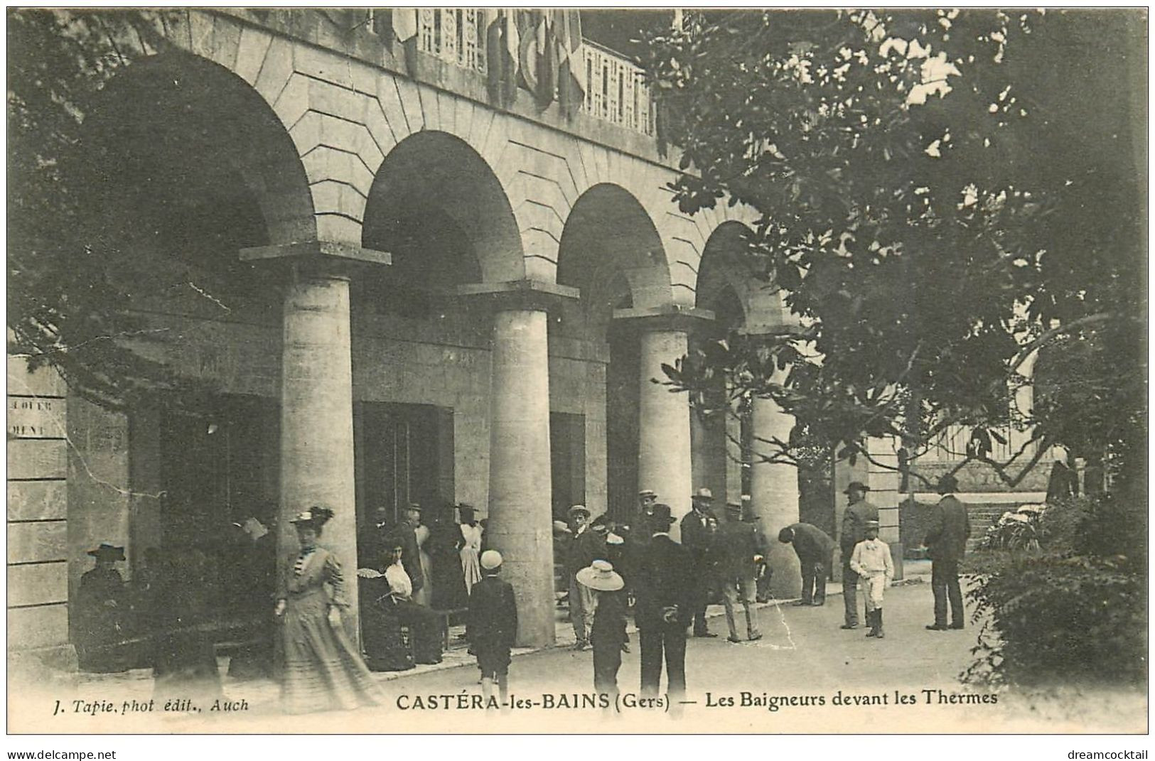 32 CASTERA-LES-BAINS. Baigneurs Aux Thermes 1907 - Castera