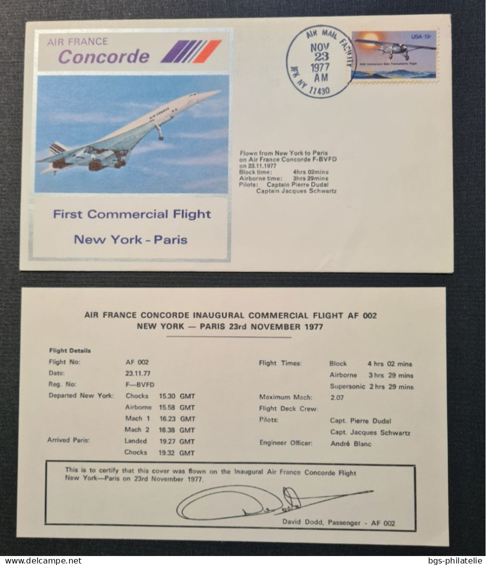 Concorde, NEW-YORK  - PARIS  Le 23/11/1977. - Concorde
