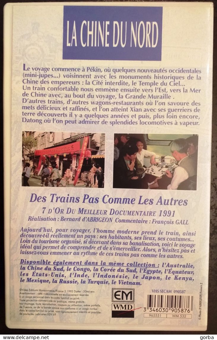 *Cassettes K7 VHS - Des Trains Pas Comme Les Autres - La Chine Du Nord - Documentales