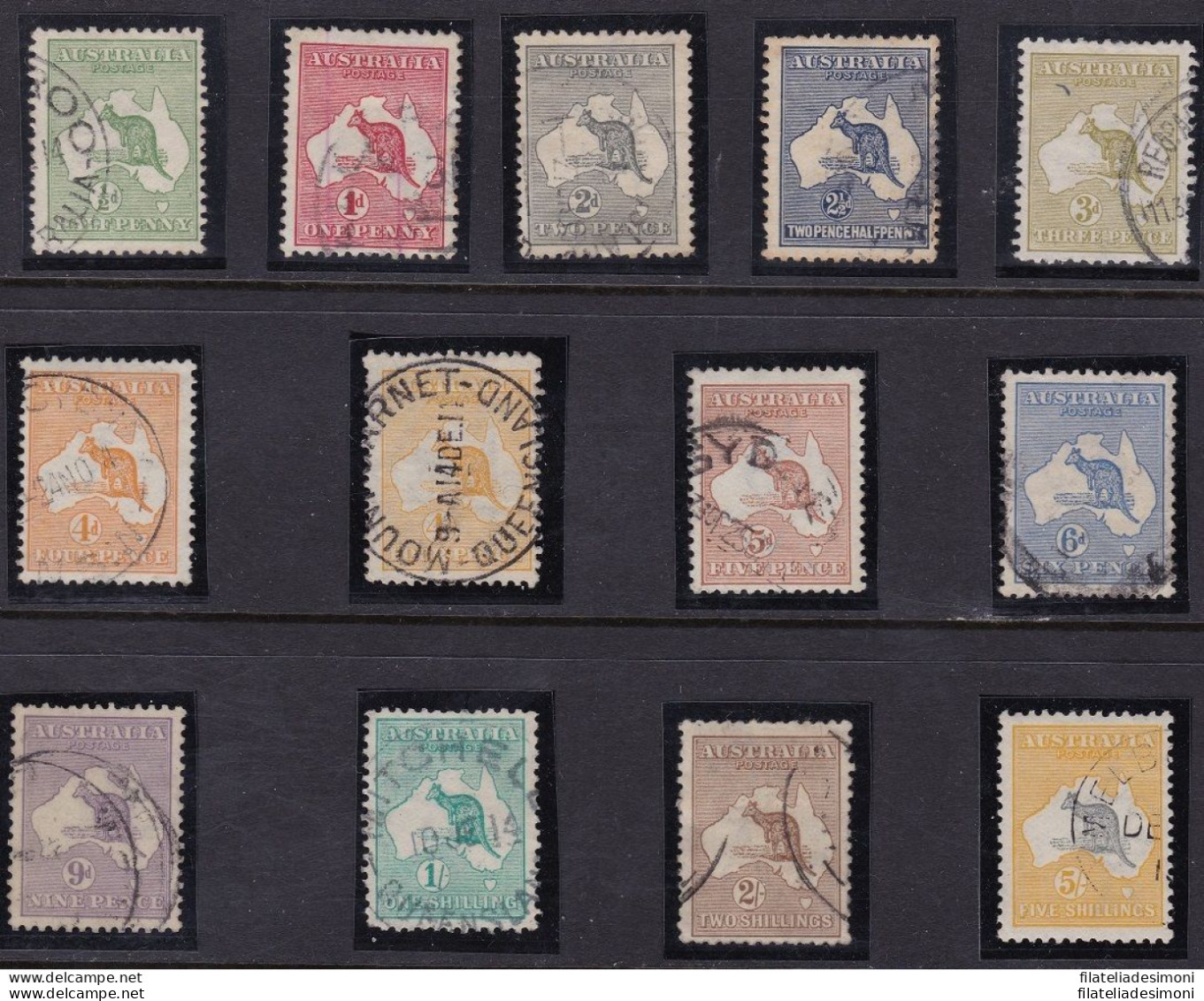 1913 AUSTRALIA, Kangaroos SG N. 1/13+6a 13 Values USED - Otros & Sin Clasificación