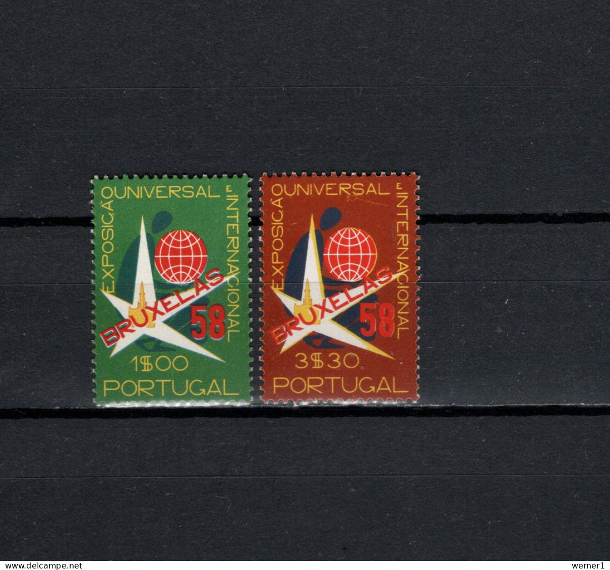 Portugal 1958 Space, Expo Brussels Set Of 2 MNH - Europe