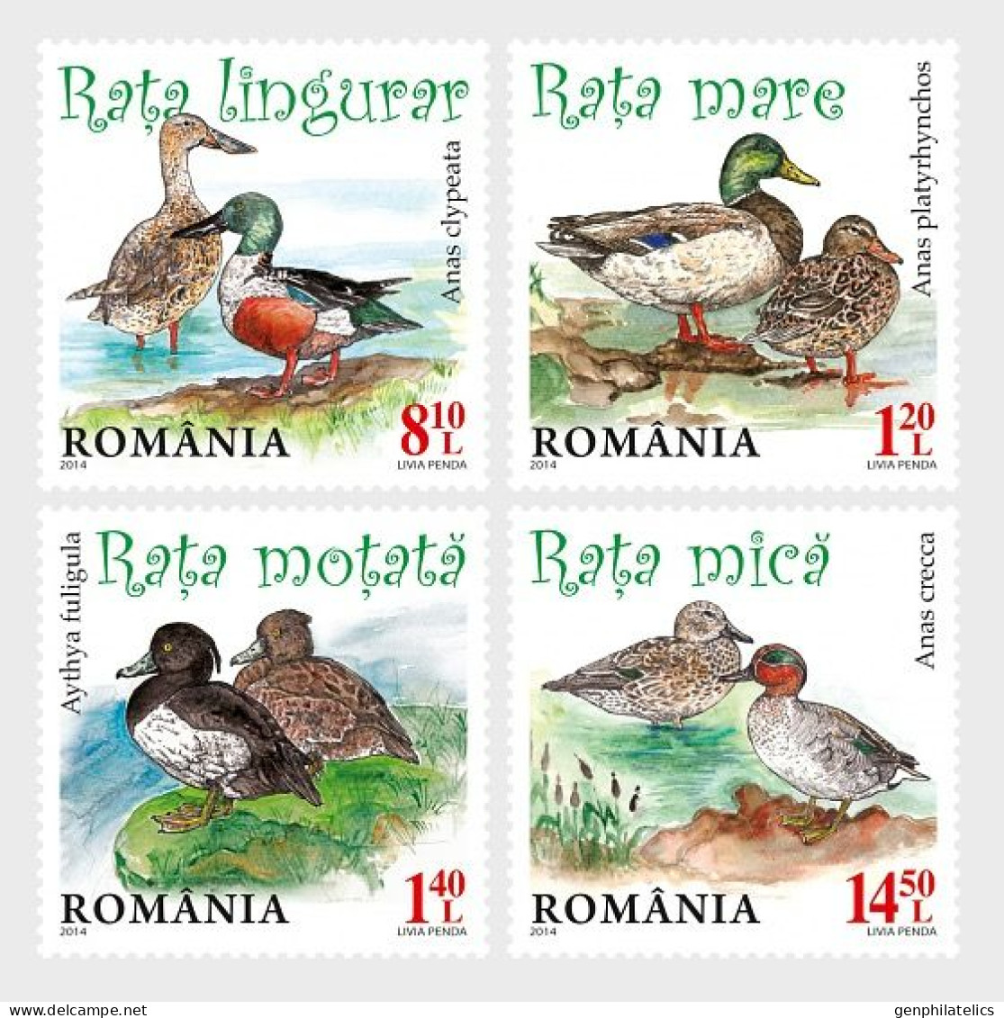 ROMANIA 2014 FAUNA Animals. Birds WILD DUCKS - Fine Set MNH - Neufs