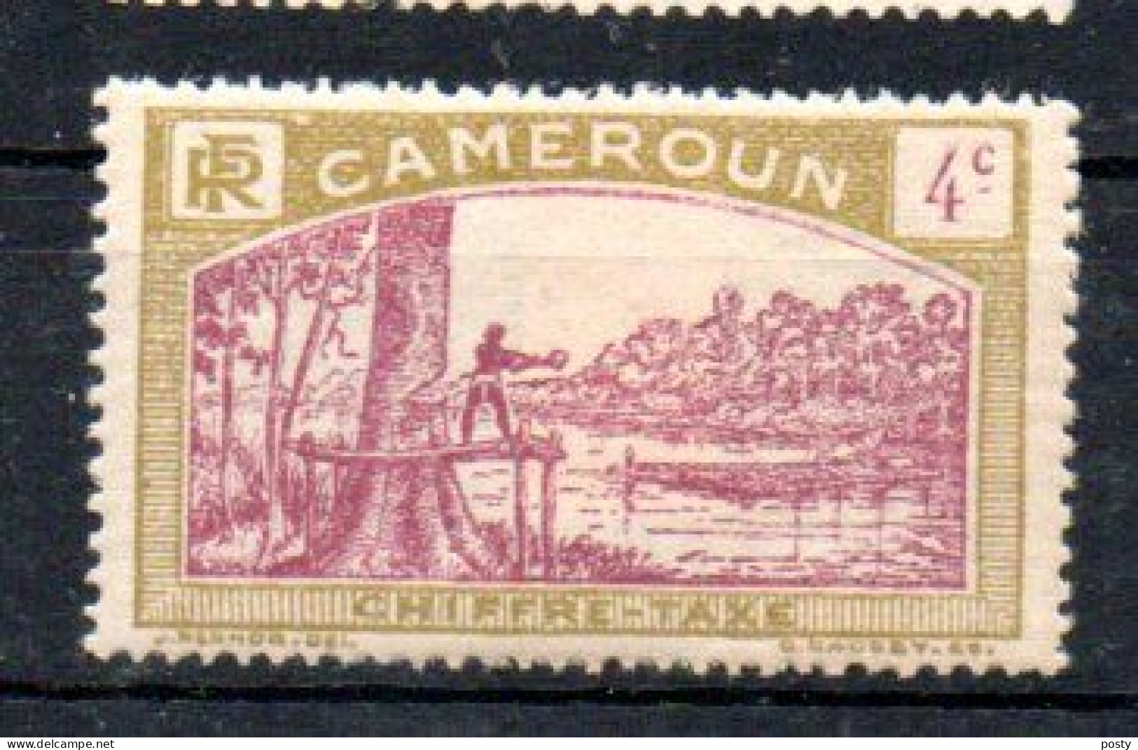 CAMEROUN - 1925 - TIMBRE TAXE - REVENUE STAMP - ABATTAGE D'UN ACAJOU - CHOPPING A TREE - 4ç - - Ungebraucht