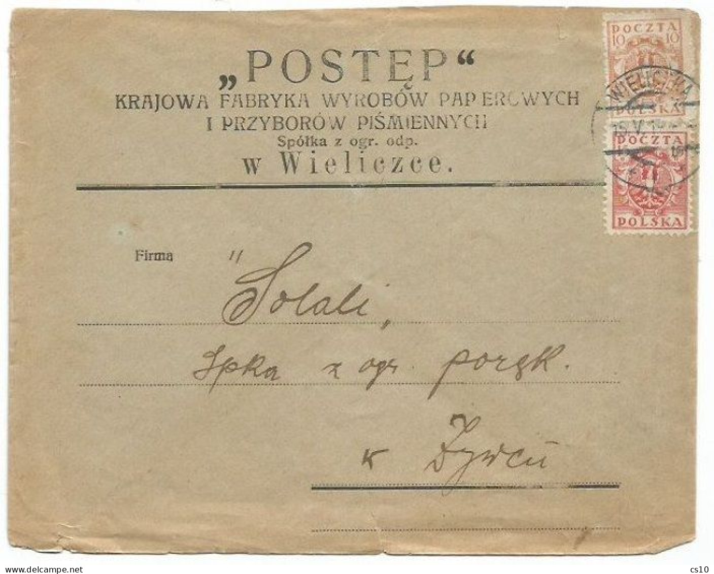 Poland Polska Local Cover Welicka With Coat Of Arms Z.10+ Z.15 - Cartas & Documentos