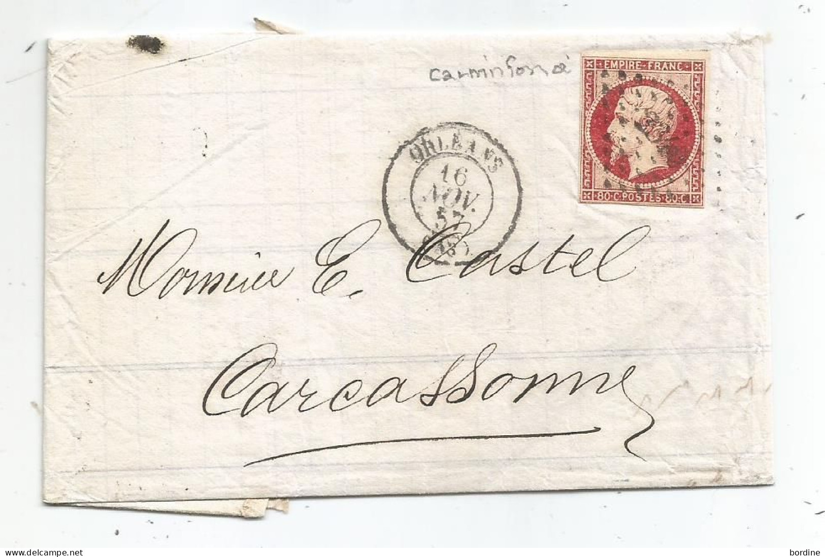 - LOIRET - ORLEANS - PC.2340 / TPND N°17 Carmin Foncé + Càd T.15 - 1857 - 1853-1860 Napoleon III