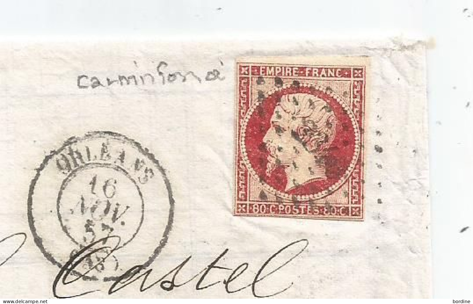 - LOIRET - ORLEANS - PC.2340 / TPND N°17 Carmin Foncé + Càd T.15 - 1857 - 1853-1860 Napoleon III