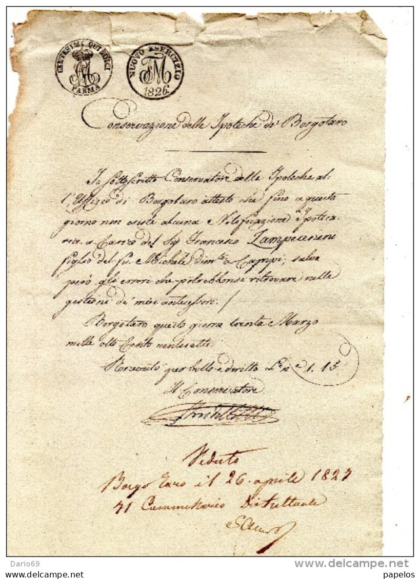 1827  Borgo Val Di Taro PARMA - Manuscrits