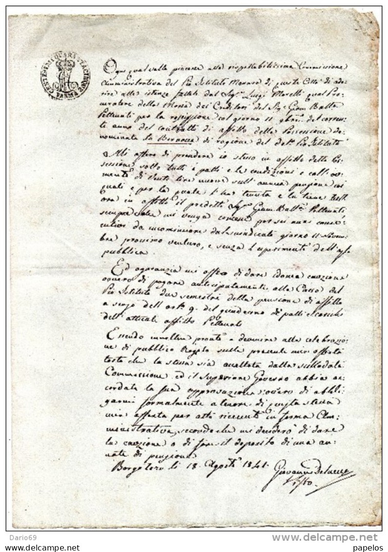 1841 Borgo Val Di Taro PARMA - Manuscritos