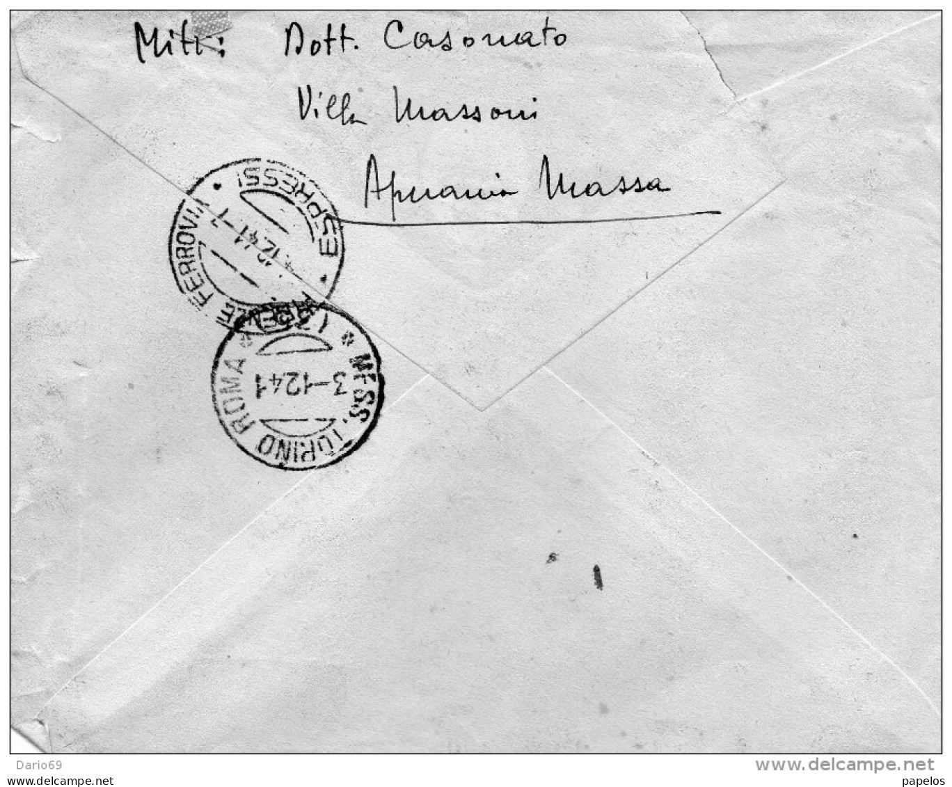 1941 LETTERA ESPRESSA CON ANNULLO MASSA APUANIA  + MESS. TORINO - ROMA - Express Mail