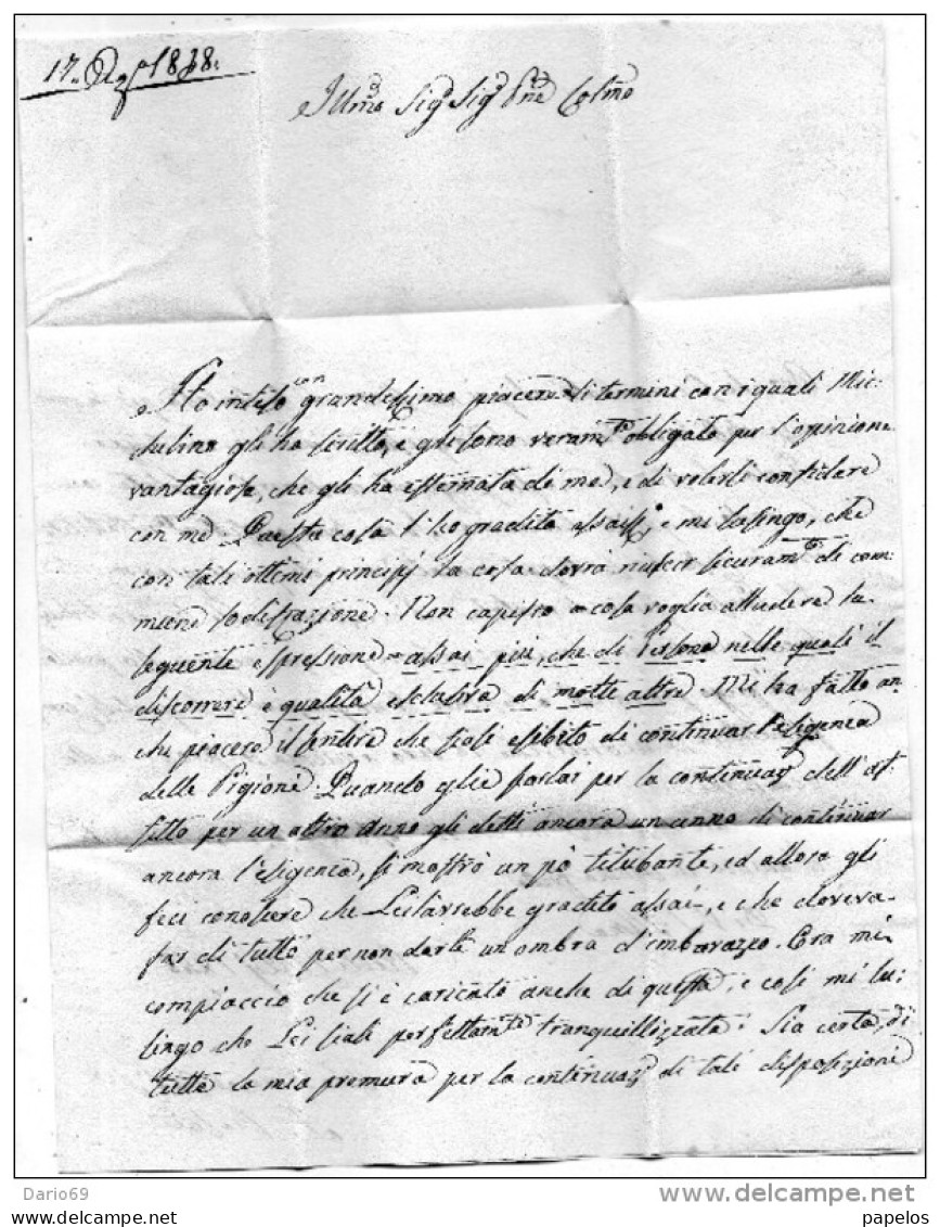 1848 LETTERA CON ANNULLO RIETI + ROMA IN ROSSO - ...-1850 Préphilatélie