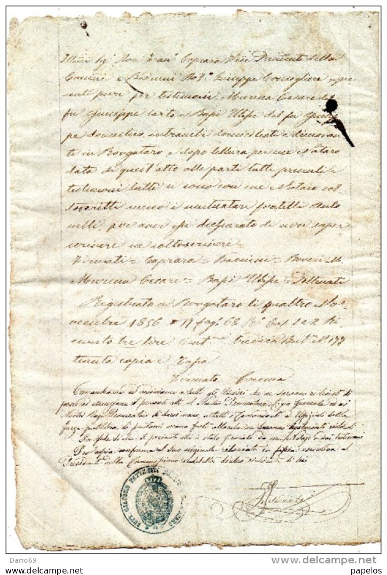 1856  Borgo Val Di Taro PARMA - Manuscrits