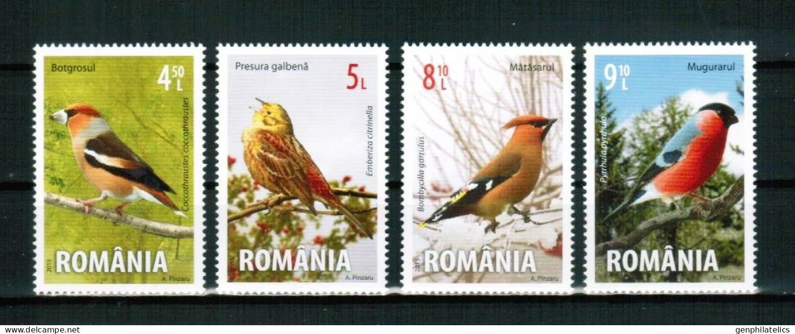 ROMANIA 2015 FAUNA Animals SONG BIRDS - Fine Set MNH - Unused Stamps