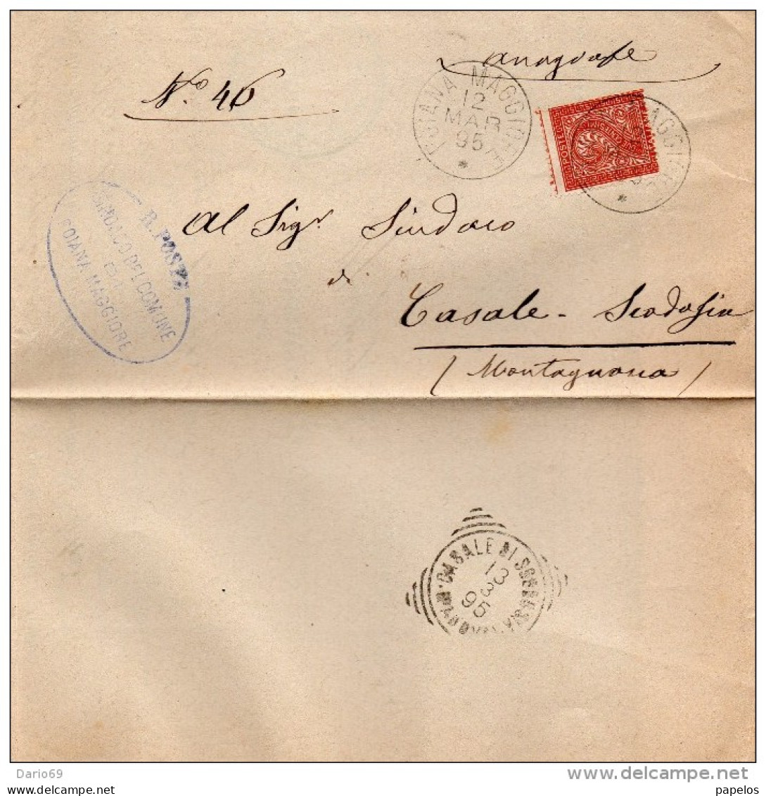 1895 LETTERA CON ANNULLO POIANA  MAGGIORE VICENZA -DENTELLATURA SPOSTATA - Marcophilie