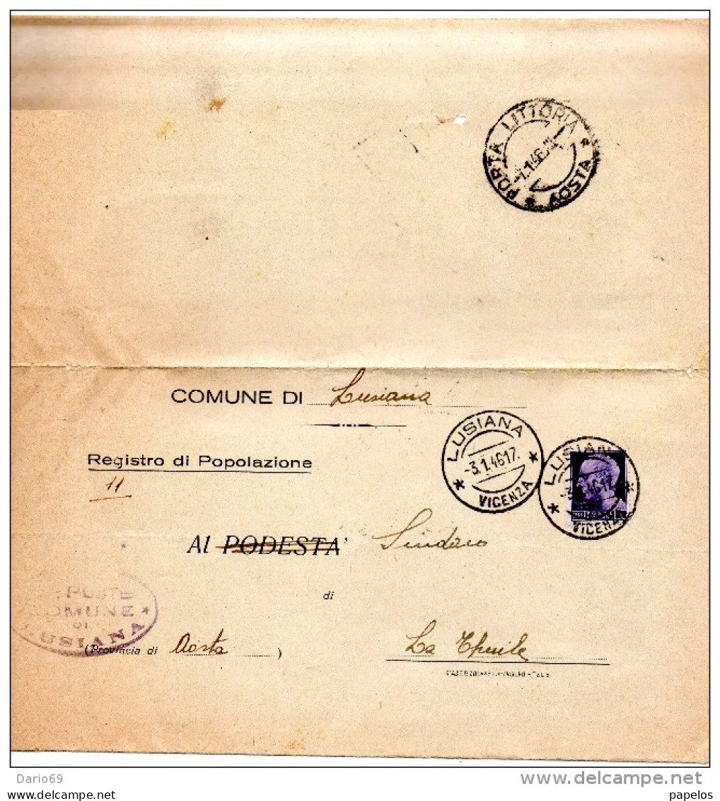 1946   LETTERA  CON ANNULLO LUSIANA VICENZA - Storia Postale