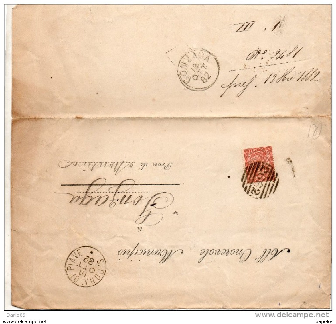 1882  LETTERA CON ANNULLO NUMERALE S. DONA DI PIAVE VENEZIA - Poststempel