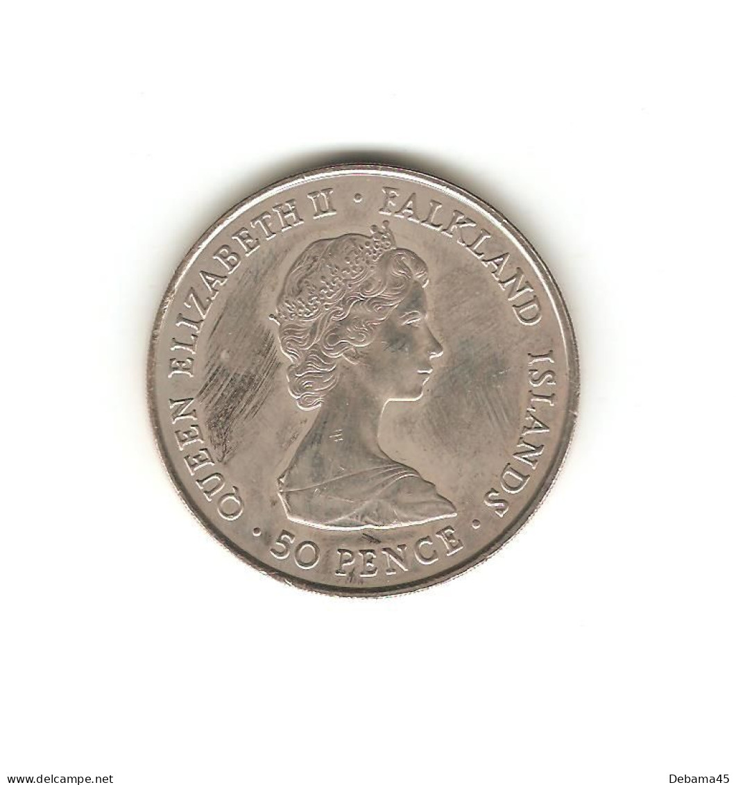 276/ FALKLAND (iles Malouines) : Elizabeth II : 50 Pence 1980 (copper-nickel - 28,39 Grammes) Queen Mother - Falkland Islands