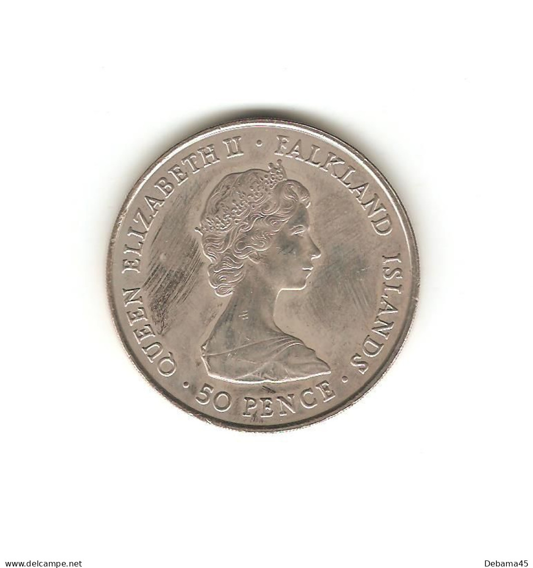 276/ FALKLAND (iles Malouines) : Elizabeth II : 50 Pence 1980 (copper-nickel - 28,39 Grammes) Queen Mother - Malvinas