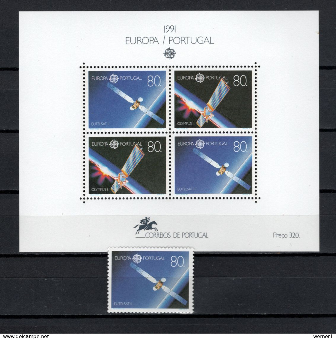 Portugal 1991 Space, Europa CEPT Stamp + S/s MNH - Europa