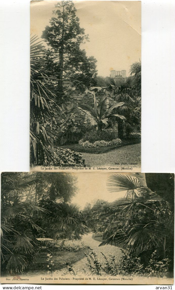 CARENTAN -  LES JARDINS Des PALMIERS -  PROPRIETE De M.E.LECUYER - LOT De 2 CPA ASSEZ RARES - - Carentan