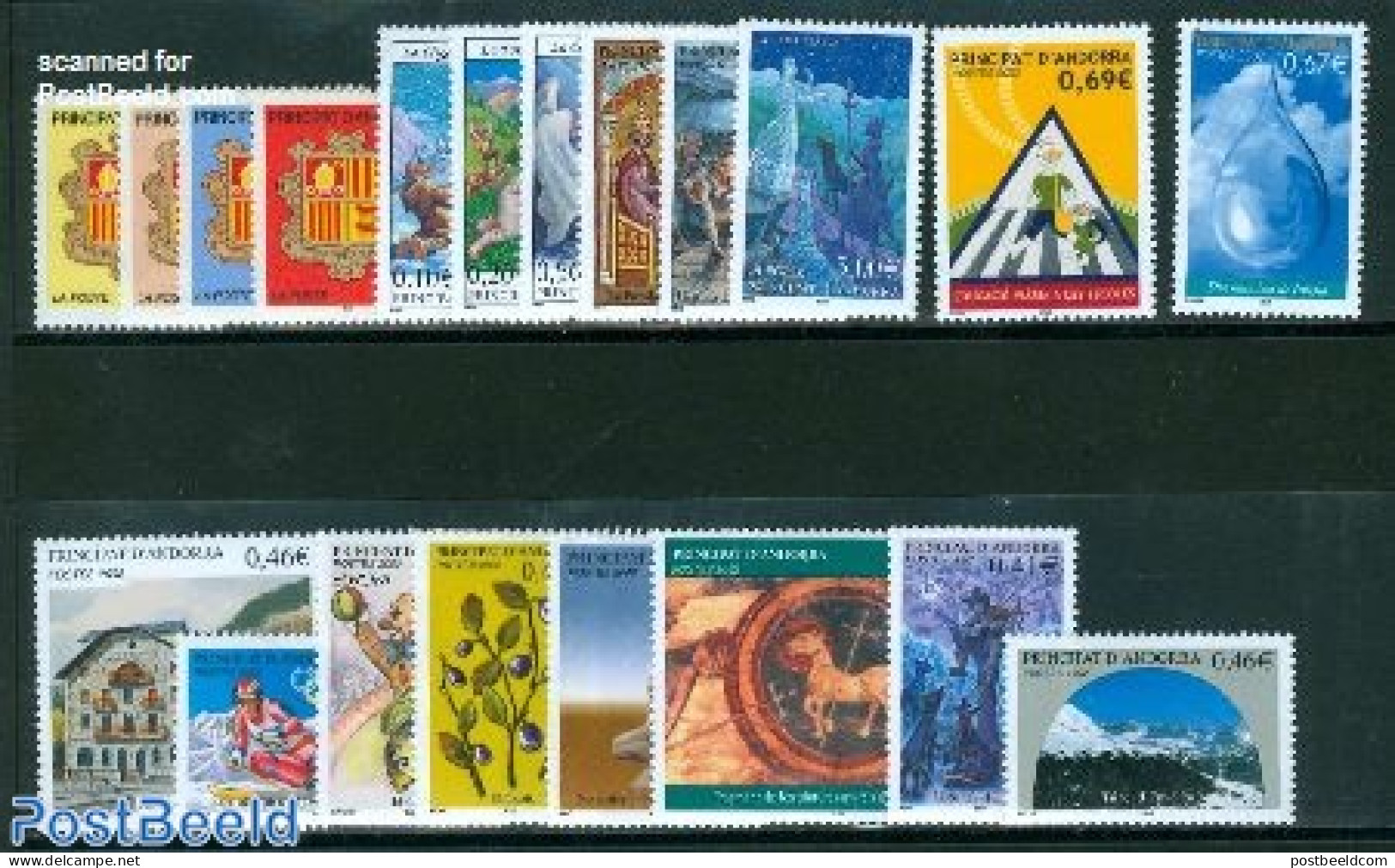 Andorra, French Post 2002 Yearset 2002, Complete, 20v, Mint NH, Various - Yearsets (by Country) - Neufs