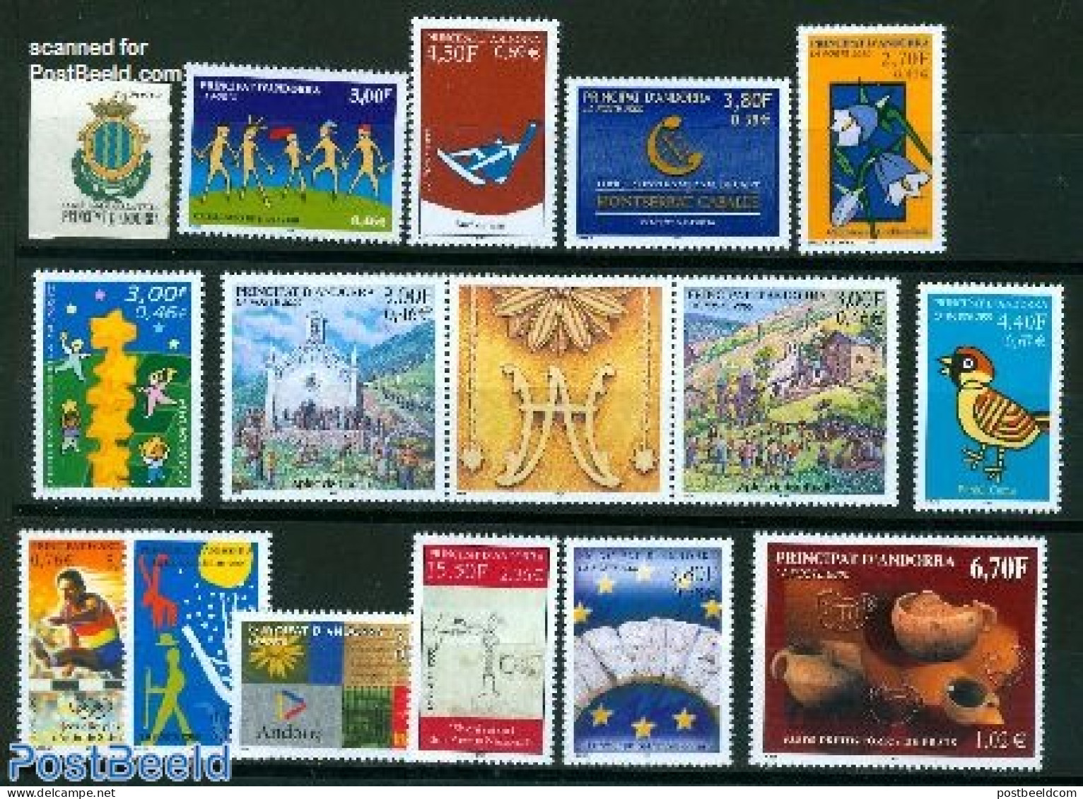 Andorra, French Post 2000 Yearset 2000, Complete, 15v, Mint NH, Various - Yearsets (by Country) - Ungebraucht