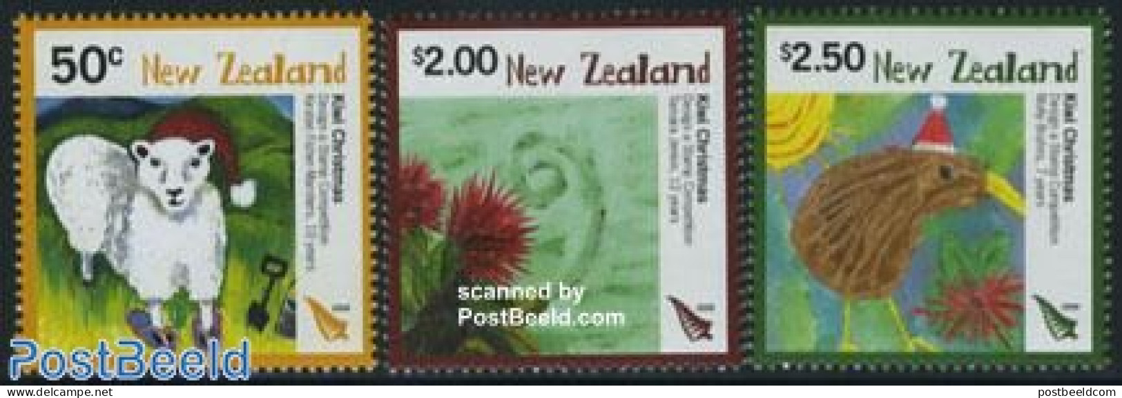 New Zealand 2008 Christmas, Childrens Paintings 3v, Mint NH, Religion - Christmas - Art - Children Drawings - Unused Stamps