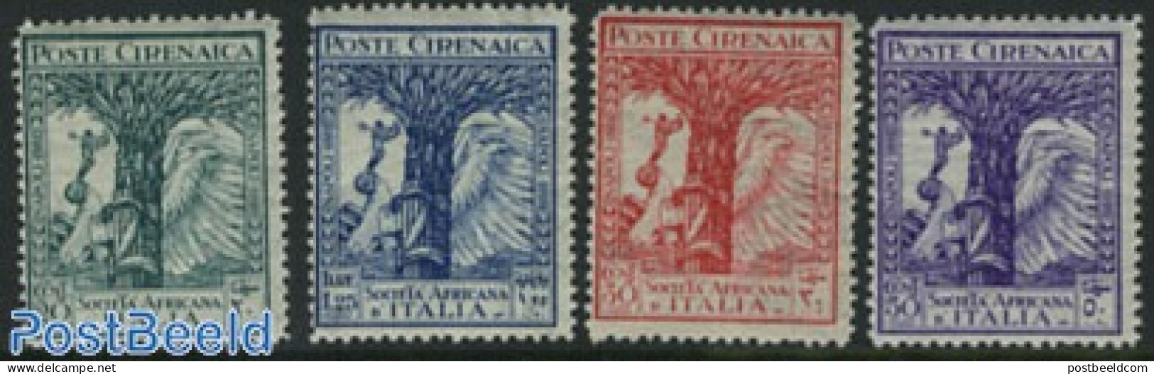 Italian Lybia 1928 Cyrenaica, Africa Association 4v, Unused (hinged), Nature - Transport - Trees & Forests - Ships And.. - Rotary, Lions Club