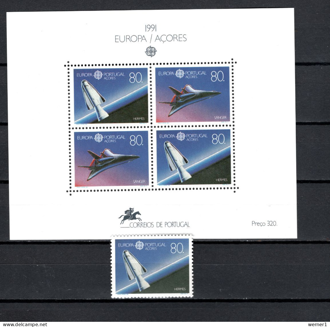 Portugal - Acores 1991 Space, Europa CEPT Stamp + S/s MNH - Europa
