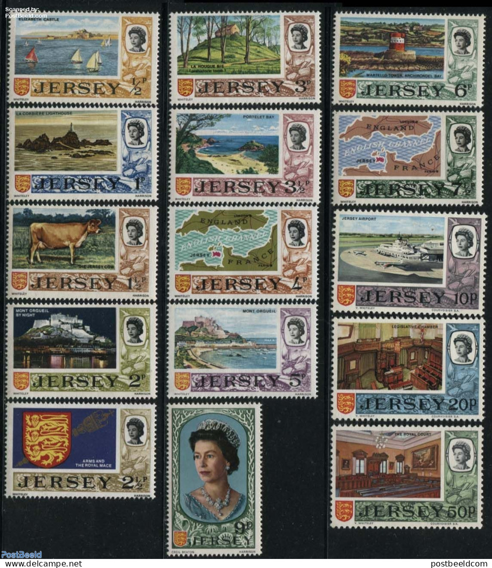 Jersey 1970 Definitives 15v, Mint NH, Various - Lighthouses & Safety At Sea - Maps - Art - Castles & Fortifications - Lighthouses