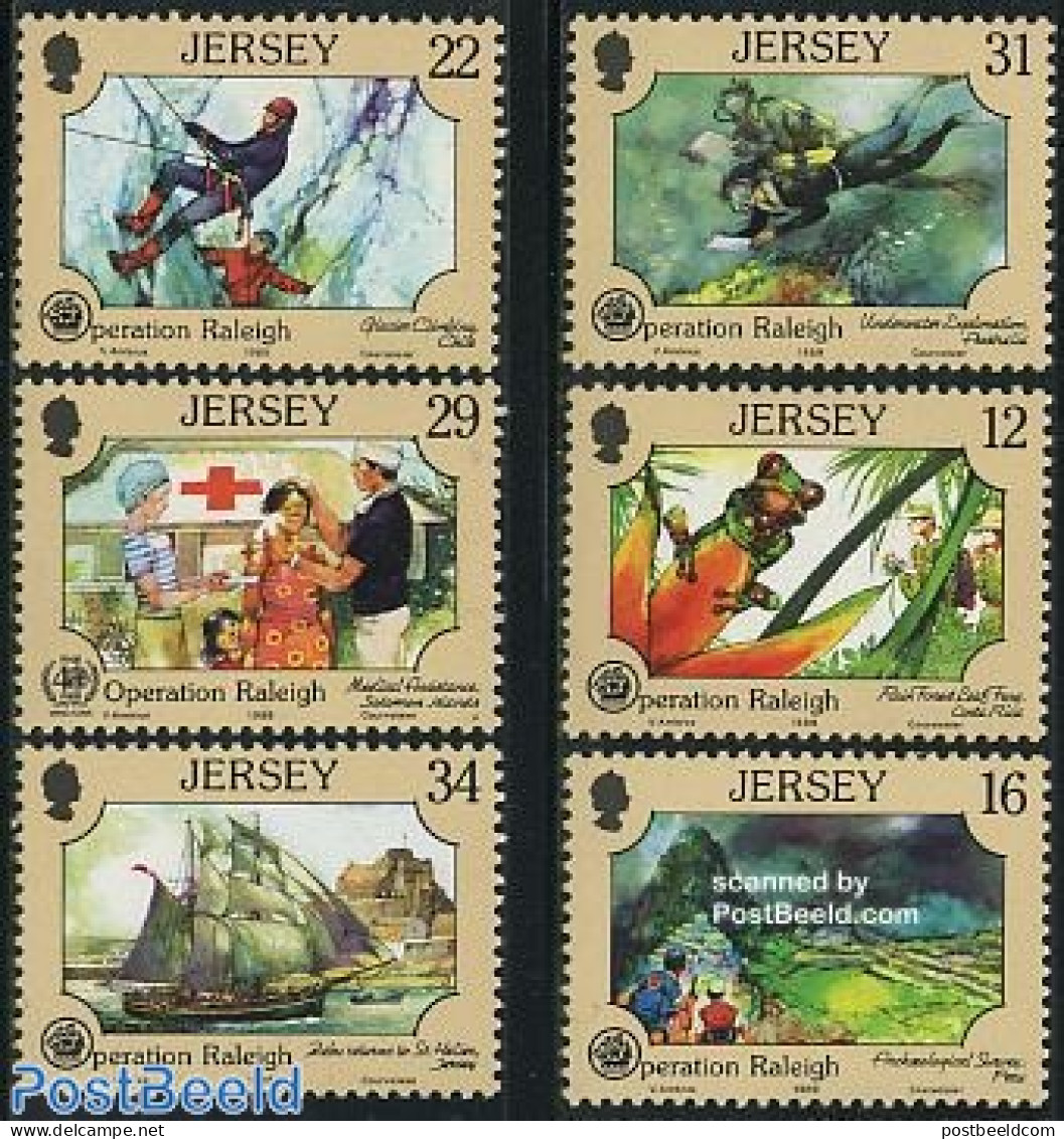 Jersey 1988 Operation Raleigh 6v, Mint NH, Health - History - Nature - Sport - Transport - Health - Red Cross - Archae.. - Red Cross