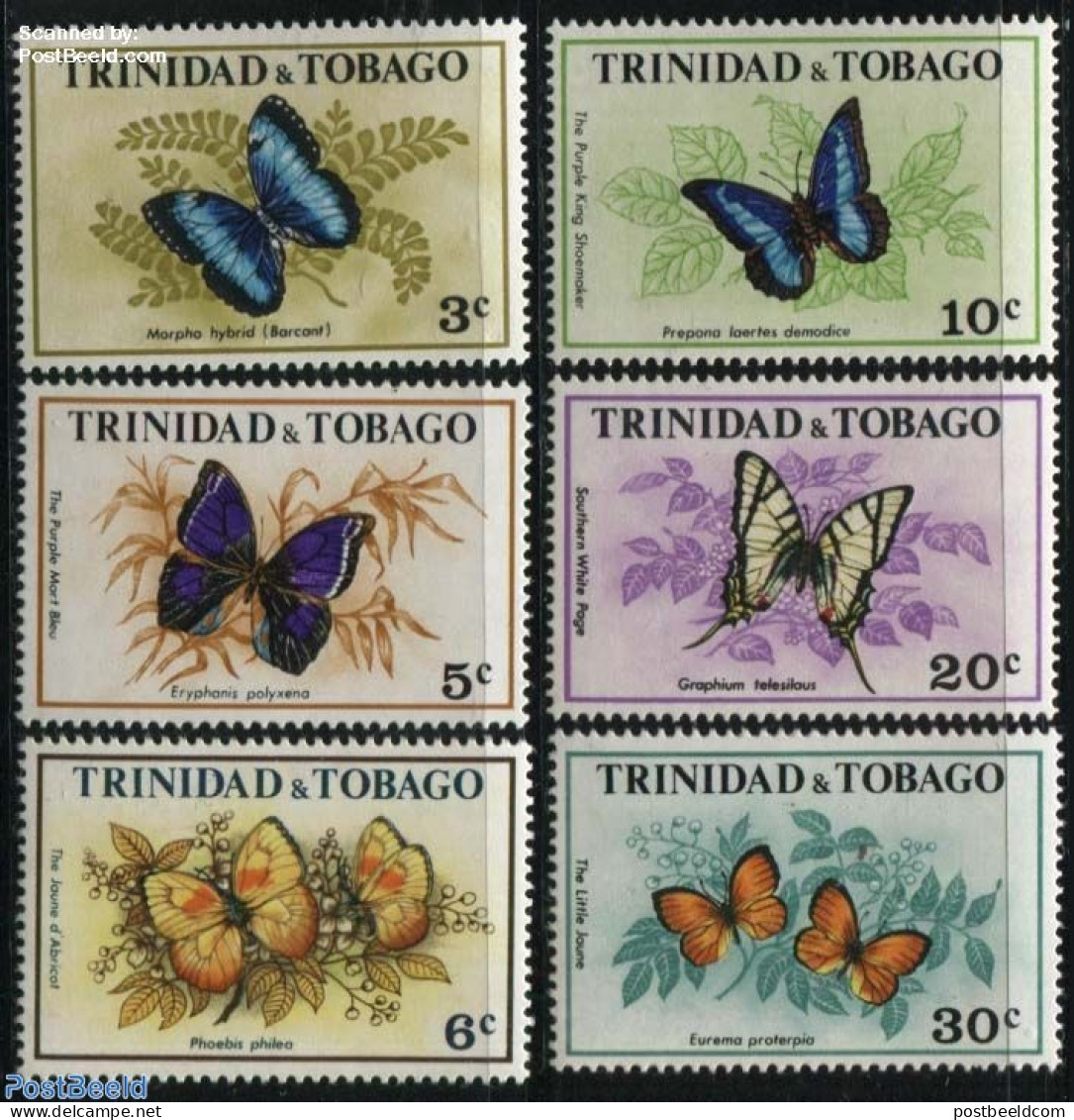 Trinidad & Tobago 1972 Butterflies 6v, Mint NH, Nature - Butterflies - Trinité & Tobago (1962-...)