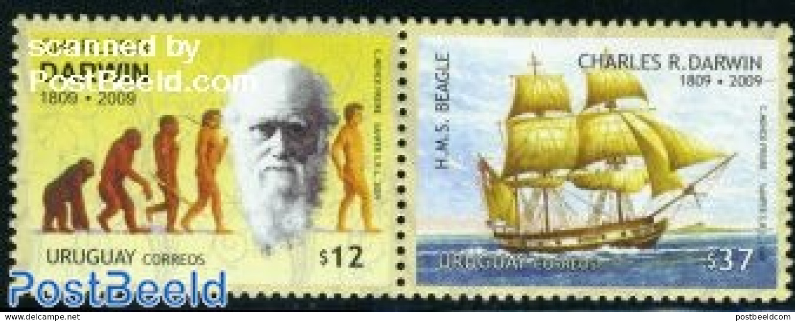 Uruguay 2009 Charles Darwin 2v [:], Mint NH, History - Transport - Explorers - Ships And Boats - Explorers