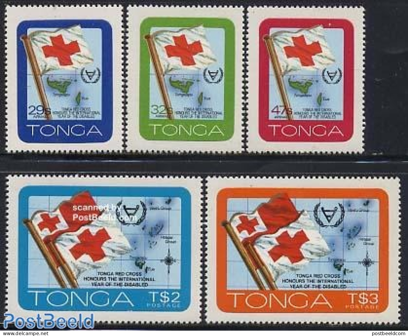 Tonga 1981 Year Of Disabled People, Red Cross 5v, Mint NH, Health - Disabled Persons - Int. Year Of Disabled People 19.. - Handicaps
