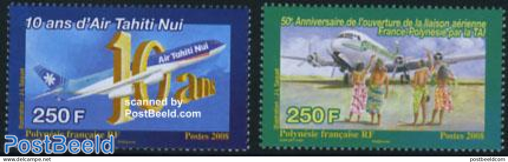 French Polynesia 2008 Civil Aviation 2v, Mint NH, Transport - Aircraft & Aviation - Nuevos