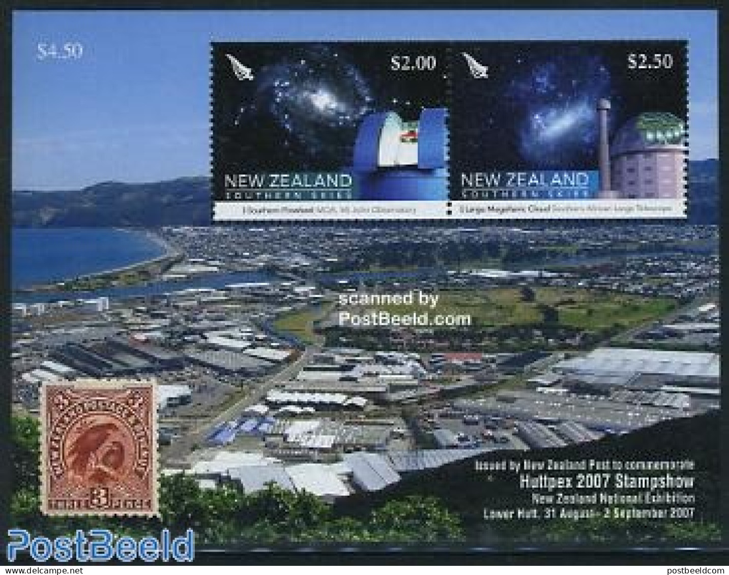 New Zealand 2007 Huttpex Stampshow S/s, Mint NH, Science - Astronomy - Stamps On Stamps - Ongebruikt