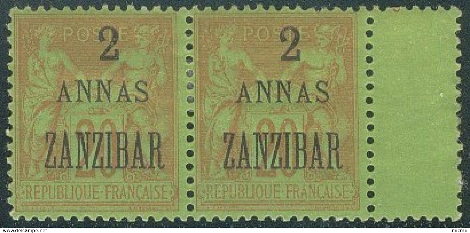 Zanzibar Bureau Français - N° 23 (YT) N° 40 (AM) Paire Neuve *. - Unused Stamps